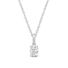 This solitaire pendant has the perfect mix of style and simplicity. The high-quality diamond in oval shape is secured by four prongs. It gently drops from a white gold bail with a knife-edge detail. Diamond Solitaire Pendant, Solitaire Pendant, Lab Created Diamonds, Quality Diamonds, Diamond Solitaire, Oval Shape, Lab, White Gold, Pendant