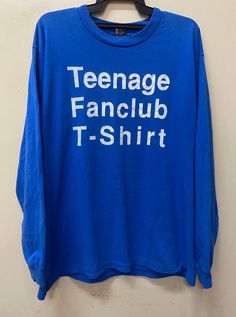 Item :Vintage Rare teenage fanclub back again longsleeve shirt Armpit to Armpit : 24" Length :29" XLarge  metarials : 100%cotton  conditions used vintage  refer to pics carefully original / authentic  ACCEPT PAYMENT: PAYPAL ONLY ALL ITEM WILL BE SHIPPED WITHIN 3-5 BUSINESS DAY AFTER RECEIVING CLEARED PAYMENT AND DELIVERED 3-5WEEKS WE ARE USING DHL SHIPPING EXPRESS WITH YOUR TRACKING NUMBER. PLEASE LEAVE YOUR PHONE NUMBER DURING PURCHASE.PHONE NUMBER REQUIRES FOR DHL SHIPPING EXPRESS  (VERY IMPORTANT)  THANKS FOR VIEWING 👍😊 Cotton Long Sleeve Tops For Fan Merchandise, 90s Long Sleeve Shirt With Graphic Print, 90s Style Long Sleeve Shirt With Graphic Print, Retro Long Sleeve Shirt For Streetwear, 90s Style Long Sleeve Graphic Print Shirt, 90s Style Long Sleeve Cotton Tops, Oversized Long Sleeve Shirt With Screen Print, Long Sleeve Cotton Shirt With Letter Print, Cotton Long Sleeve Shirt With Letter Print