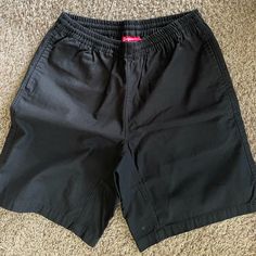 New Supreme Shorts. Never Worn.. Drawstring Black Shorts With Functional Drawstring For Streetwear, Black Cotton Bottoms With Drawstring, Casual Black Shorts With Drawstring, Casual Black Drawstring Shorts, Black Shorts With Functional Drawstring, Black Drawstring Bottoms For Leisure, Casual Black Bottoms With Drawstring, Black Drawstring Bottoms In Short Length, Casual Black Shorts With Elastic Waistband