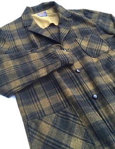 Vintage Pendleton Wool Plaid 49er Blazer Smoking Coat Jacket USA Men s Large Hot Apples, Men Bodies, Check Shirt Man, Waves Wallpaper, 50s Style, Streetwear Men, Streetwear Men Outfits