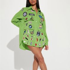 Size- Small Dresses Green, Fashion Nova Dress, Fashion Nova Dresses, Button Down Dress, Green Dress, Fashion Nova, Button Downs, Colorful Dresses, Women's Fashion