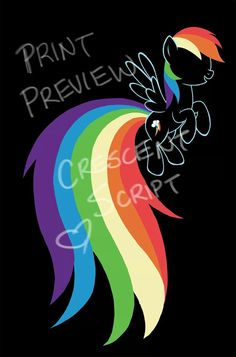 an image of a rainbow pony with the words print preview on it