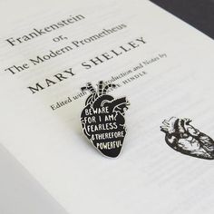 Frankenstein Anatomical Heart Enamel Pin - Gothic Literature Collection - Literary Emporium Gothic Literature, Heart Enamel Pin, Literature Gifts, Jacket Pins, Book Pins, Mary Shelley, Pin Game, Casual Cosplay, Literary Gifts