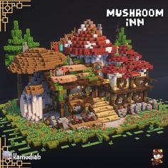 Cooked this fantasy build with my friend MassiveSpeck! Download this and my other builds on my patreon! ♡ Fairy Theme Minecraft Builds, Minecraft Dark Forest Build, Giant Bridge Minecraft, Mushroom Island Minecraft Builds, Cute Mushroom Minecraft Builds, Goblincore Minecraft Builds, Minecraft Mushroom Island Build, Log House Minecraft, Minecraft Conservatory