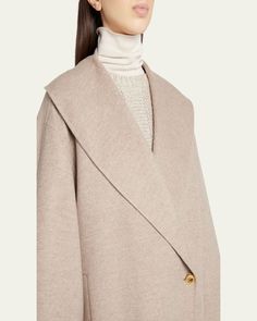 Loro Piana doubleface cashmere oversized top coat     Shawl collar     Button front closure     Long sleeves    Side slip pockets     Midlength     Relaxed fit     Cashmere    Made in Italy Oversized Top, Loro Piana, Shawl Collar, Top Coat, Shawl, Tops Designs, Cashmere, In Italy, Long Sleeves