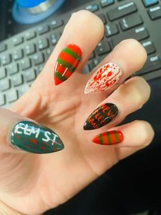 Purity Nails Salon Horror Nails Acrylic Short, It Nails Stephen King, Freddy Krueger Nails, Anniversary Nails, Nails Board