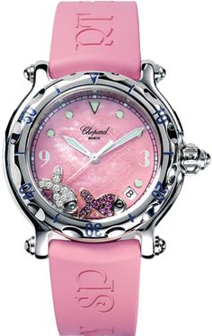 288347-3013 NEW CHOPARD HAPPY SPORT WOMEN'S WATCH Usually ships within 3 months | Click to View In Stock Watches on Sale - Free Overnight Shipping - With Manufacturer Serial Numbers - Swiss Made - Mother of Pearl Pink Dial - 2 Floating Fish Set with 10 Diamonds & Pink Sapphires - Date Feature - Battery Operated Quartz Movement - 3 Year Warranty - Guaranteed Authentic - Certificate of Authenticity - Manufacturer Box & Manual - Scratch Resistant Sapphire Crystal - Steel Case with Pink Rubber Strap - Tang Buckle - 30 Meters / 100 Feet Water-Resistant - 38mm = 1 1/2" Case, 7" Adjustable Strap - Free Lifetime Battery Replacement     Also Known As Model # 28-8347-8-403 / 2883478403 / 28.8347.8.403 / 28/8347/8-403 / 2883473013 Chopard Watch, Beach Watch, Heart Watch, Rolex Women, Tissot Watches, Pink Watch, Authentic Watches, Womens Watches Luxury, Free Bracelet