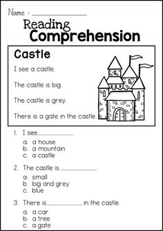 the castle worksheet for reading and writing with pictures on it, including an image of