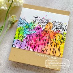 a card with flowers painted on it and the words you're the best in front