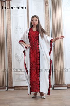 Queen Thobe Embroidered Palestinian Maxi Dress Long Sleeves Kaftan Palestinian Design And Embroidery Royal Palestinian queen dress Stunning Palestinian embroidered Thobe Palestinian stylish design and beautiful embroidery Astonishing embroidery colors Long embroidered sleeves Machine Embroidered Dress. Non-transparent (not see-through) high-quality fabric ♥ LUXURIOUS UNIQUE STYLE AND DESIGN: New Palestinian Thobe/Caftan style designed by Palestinian designers, shows your charming taste, unique e Maxi Dress Long, Embroidered Sleeves, Dress Long Sleeves, Queen Dress, Online Checks, Beautiful Embroidery, Embroidered Dress, Dress Clothes For Women, Long Maxi Dress