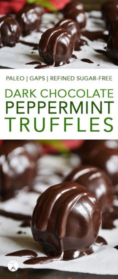 dark chocolate peppermint truffles with text overlay