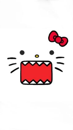 a hello kitty phone case with an open mouth and red bow on it's head