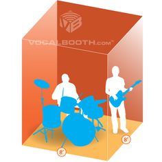 an image of a man playing the drums in front of a box with sound effects