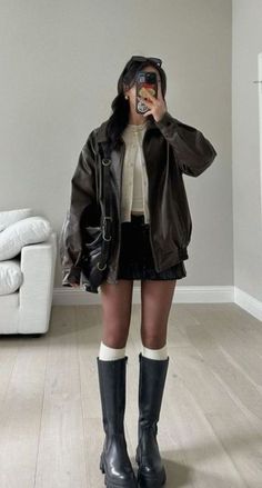 Cute Autumn Dress Outfits, Fall Outfits Size 6-8, Casual Nerd Outfits, Winter Skirt Set, Fall Fashion Knee High Boots, Casual Formal Dinner Outfit, Autumn Outfit Ideas Women, Fall Outfit Knee High Boots, Fall Outfit Skirt Boots