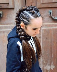 Bougie Hairstyles, Gymnastic Hairstyles, Crazy Hairstyles, Hairstyles Cornrows, Long Box Braids, Pinterest Hair, Penteado Cabelo Curto, Hairstyles Braids