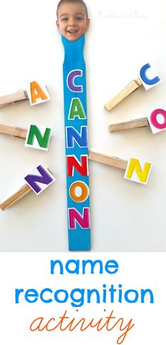 the name recognition activity is made with wooden letters