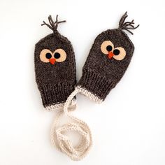 These Funny Owl hand knitted baby gloves are made from a super soft yarn that is a blend of soft yarn. The mittens are conveniently attached by a 80 cm long cord that prevents them from getting lost. Size: 12 - 18 months Glove Lenght : 13 cm ( 5 inches ). Width 7 cm (2,8 inches), --------------------------------------------------- --- Washing Instructions : Can be machine washed at 40 oC and laying flat to dry to. Enjoy them many years to come . ---------------------------------------------------------- 🤍WHAT ARE CUSTOMERS SAYING?🤍 Gorgeous gloves! So well made. I love them and they will be perfect for my trip. They fit like a dream! ---------------------------------------------------------- 🛍 GIFTS You can give any product from this store as a gift. If you have a special note, please l Hand Knitted Yarn Crafts For Crafting, Yarn Knitting Pattern For Gifts, Handmade Knitting Pattern Yarn Gift, Hand Knitted Yarn Crafts, Toddler Mittens, Felt Eyes, Baby Gloves, Funny Owls, Wool Winter