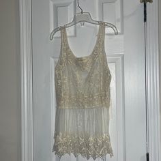 Nwt Dreamers Cream Lace Tank Blouse Feminine White Camisole Blouse, Feminine White Tank Blouse, White Feminine Tank Blouse, Cream Summer Wedding Top, White Fitted Camisole Blouse, White Feminine Cami Blouse, Elegant White Tank Top For Wedding, White Cami Top For Wedding, Elegant Off White Lace Top