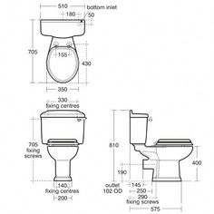 the standard toilet sizes are shown in this drawing