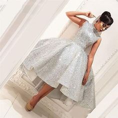 Vintage Short Ball Gown Prom Dresses 2019 Silver High Neck Tea Length Party Gowns Arabic High Low Prom Dress Vestidos De Festa sold by Hellomisspuff on Storenvy Ivory Prom Dresses, High Low Prom Dress, Gown Prom Dresses, High Neck Prom Dress, Muslim Evening Dresses, High Low Prom Dresses, Prom Dresses 2019, Prom Dresses Modest