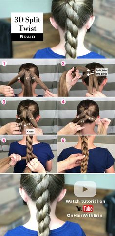 Braid How To Do Step By Step, Diy Hair Braids Step By Step, How To Do A 3d Braid, 3 D Braids, Twist Braid Tutorial Step By Step, Braided Hair Tutorials Step By Step, How To Do Braids Step By Step, Step By Step Braids On Yourself, 3d Braid Tutorial