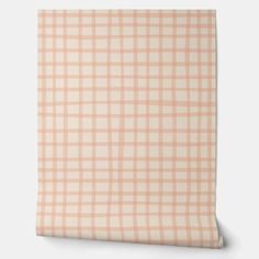 an orange and white checkered wallpaper with a light brown border on the side