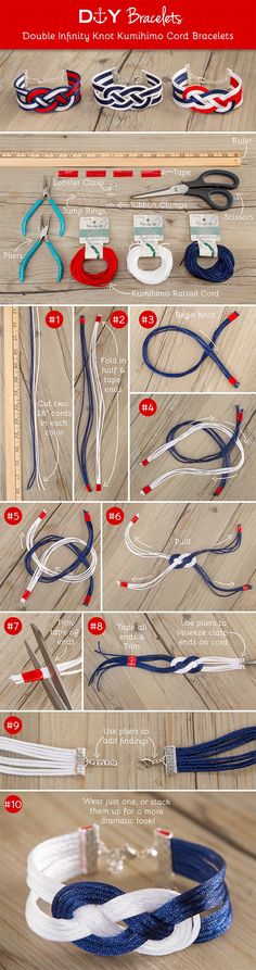 the instructions for how to make an easy diy bracelet with rope and beads on it