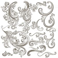 an ornate design with swirls and leaves