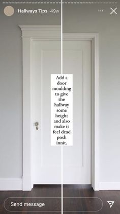 an open door with the words send message on it and then click to see what's inside