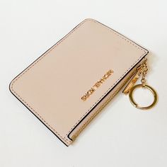 New With Tag Michael Kors Jet Set Travel Small Top Zip Coin Pouch With Id Key Holder Saffiano Leather Pink Powder Blush 100% Authentic Retail: $ 168 Plus Tax Gold Toned Hardware 2 Card Slots, Id Window At Back 1 Slip Pocket Zip Top Closure Custom Fabric Lining 1 Key Holder 5.25"(L) X 3.5"(H) X 0.25"(D) Very Clean, Smoke-Free And Pet-Free Environment. Michael Kors Wallets With Card Slots, Michael Kors Bag With Card Slots For Daily Use, Elegant Michael Kors Wallets With Card Slots, Chic Michael Kors Wallets For Everyday Use, Michael Kors Gold Wallet For Everyday Use, Michael Kors Wallets With Card Slots For Daily Use, Michael Kors Wallets With Zipper For Daily Use, Gold Michael Kors Wallet For Everyday Use, Michael Kors Wallets With Card Slots For Gift