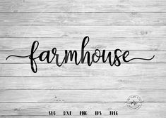 farmhouse sign with the word farmhouse on it's side against a wooden background