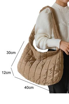 Quilted design Spacious size: 15.75 x 4.72 x 11.8 inches Zipper closure 100% polyester Cotton Wallet, Quilted Handbags, White Quilt, Large Shoulder Bags, Black Quilt, Hobo Bag, Wallets For Women, Winter Fashion, Bags Designer