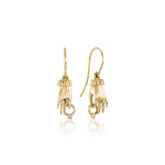 Era - Contemporary, by The Moonstoned Materials - 14k Gold & Diamonds (approx. 0.10tcw) Weight - 4.11 Grams each Size - length - 32.58mm Width - 8.72mm Hand Earrings