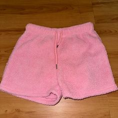 Fuzzy Pink Pajama Shorts. Never Worn Pink Short Bottoms For Lounging, Comfy Pink Bottoms For Spring, Cozy Bottoms For Sleepover, Casual Winter Bottoms For Pajama Party, Cozy Pink Short Bottoms, Cozy Short Bottoms For Pajama Party, Trendy Short Bottoms For Pajama Party, Cute Pyjama Aesthetic, Pyjama Aesthetic