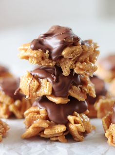 chocolate covered cookies stacked on top of each other