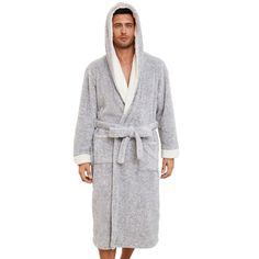 PRICES MAY VARY. ❤️【Soft Plush Fabric】: Men's fluffy robe is crafted from high quality polyester padded fabric that is soft to the touch. Whether you're lounging around the house or on vacation, this long robe guarantees unmatched warmth and comfort. ❤️【Hooded and Pocket Design】:Our mens plush robe is thoughtfully designed to keep you protected and comfortable. The hood design effectively shields your head, neck, and ears from chilly weather. The two pockets provide ample space for your essentia Ugg Robe Men, Men’s Hooded Robe, Fuzzy Robe, Hood Design, Plush Robe, Fleece Robe, Lounge Robes, Hooded Robe, Plush Fabric