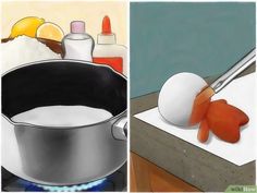 there are two pictures one is cooking and the other has an egg on top of it