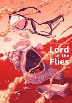 a book cover for lord of the flies with glasses on it's head and eyeglass