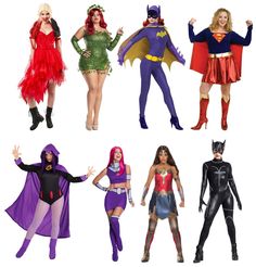 six women dressed in costumes from the dc comics