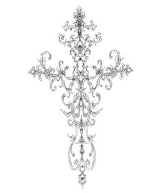 an ornate cross is shown on a white background