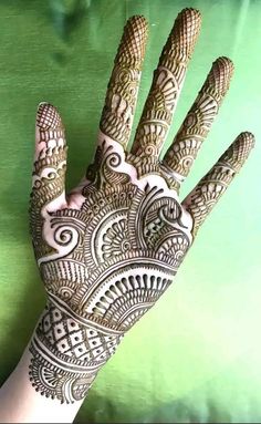 the hand is decorated with intricate designs