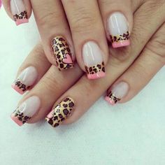 Pink Cheetah Nails, Cute Nail Art Ideas, Safari Nails, Glitter Gel Nail Designs, Nail Art Wheel, Cheetah Nail Designs, Pedicure Designs Toenails, Animal Print Nails Art, Fab Nails