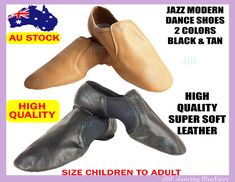 HIGH QUALITY JAZZ MODERN DANCE SHOES SLIP ON DANCE SHOES -- High Quality -- --VERY SOFT LEATHER-- - Center Core Style - 2 COLORS AVAILABLE : BLACK & TAN SIZES ARE AVAILABLE FOR : CHILDREN TO ADULT Size Measurement Guidance :  (please measure your feet before buying) 1. Please wear socks for both  your feet. 2. Please draw your outline foot on the paper (standing      position) for both feet. 3. Please measure each of your foot length  from  the longest     toe to the back heel. 4. Please see below size chart, the size in  mm  (millimeter) is     for the length of the foot  after you measure.      Please add 1 size  up when you order to give the feet little      more room. 5. The  width of the shoes is medium width, please  order 1 size     up if your feet's width is bigger than average. Ch Casual Dance Shoes With Rubber Sole, Slip-on Dance Shoes With Soft Sole, Classic Leather Slip-on Dance Shoes, Soft Sole Slip-on Dance Shoes, Leather Slip-on Dance Shoes With Soft Sole, Non-slip Leather Dance Shoes With Round Toe, Leather Slip-on Dance Shoes With Rubber Sole, Lace-up Leather Dance Shoes With Rubber Sole, Low-top Synthetic Dance Shoes With Rubber Sole