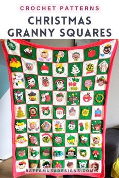 Ugly Sweater Granny Christmas, Christmas Crochet Patterns Free, Granny Square Crochet Patterns Free, Christmas Squares, Crochet Snowman, Crochet Xmas, Crochet Quilt, Holiday Crochet, Granny Square Blanket