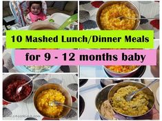 a collage of photos showing different baby meals