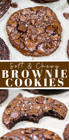 soft and chewy brownie cookies with chocolate chips