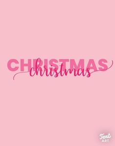 the word christmas written in pink on a pink background