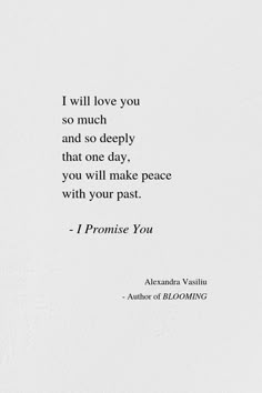 the quote i will love you so much and so deeply that one day, you will make peace with your past