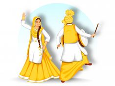 Dandiya Sticks, Bhangra Dance, Dance Forms, Happy Pongal, Dancing Drawings, White Mandala, Mandala Floral, Punjabi Outfits