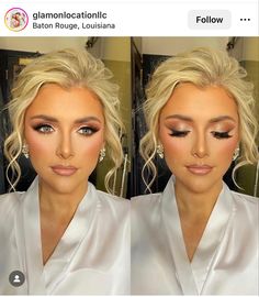 Wedding Makeup Blonde, Pageant Hair And Makeup, Makeup Blue Eyes, Glam Bride Makeup, Wedding Makeup For Blue Eyes, Bridal Skin Care, Wedding Makeup Bride, Glam Wedding Makeup, Wedding Hair Up